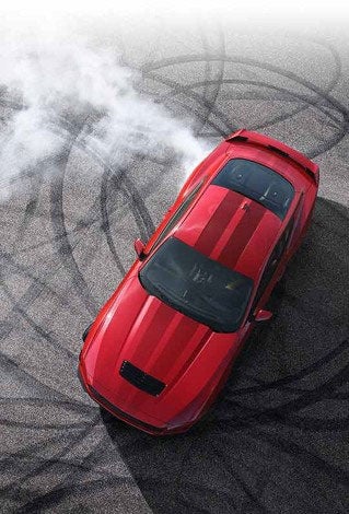 Overhead view of a 2024 Ford Mustang® model with tire tracks on pavement | Al Packer Ford Royal Palm Beach in Royal Palm Beach FL