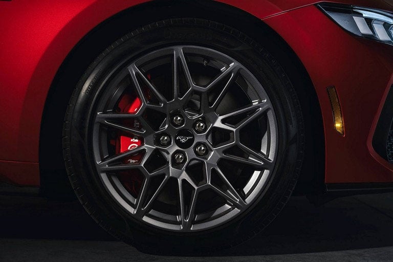 2024 Ford Mustang® model with a close-up of a wheel and brake caliper | Al Packer Ford Royal Palm Beach in Royal Palm Beach FL